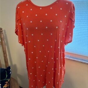 LuLaRoe Orange Polka Dot Short Sleeve Top XL